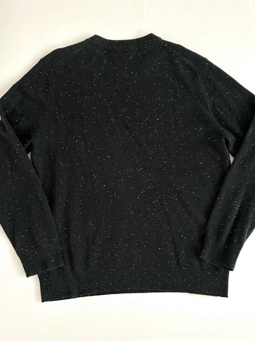 Qi Cashmere Black Multi-Color Speckled Sweater - Size L - Mens